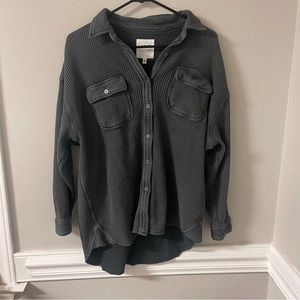 Oversized waffle knit aerie overshirt